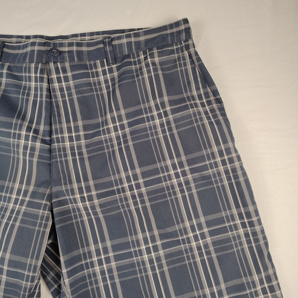 PGA TOUR Golf Shorts Men's 36 Blue Plaid Performance Flat Front Casual Travel - Picture 2 of 16